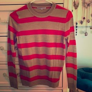 GAP Reddish-Orange & Tan Striped Sweater